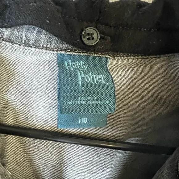 Harry Potter Death Eater Denim Jean Vest Gray Hoodie Men's M - Picture 4 of 5